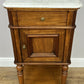 Bedside Table Antique French Style Marble Top Walnut Cabinet Nightstand LOT 6242