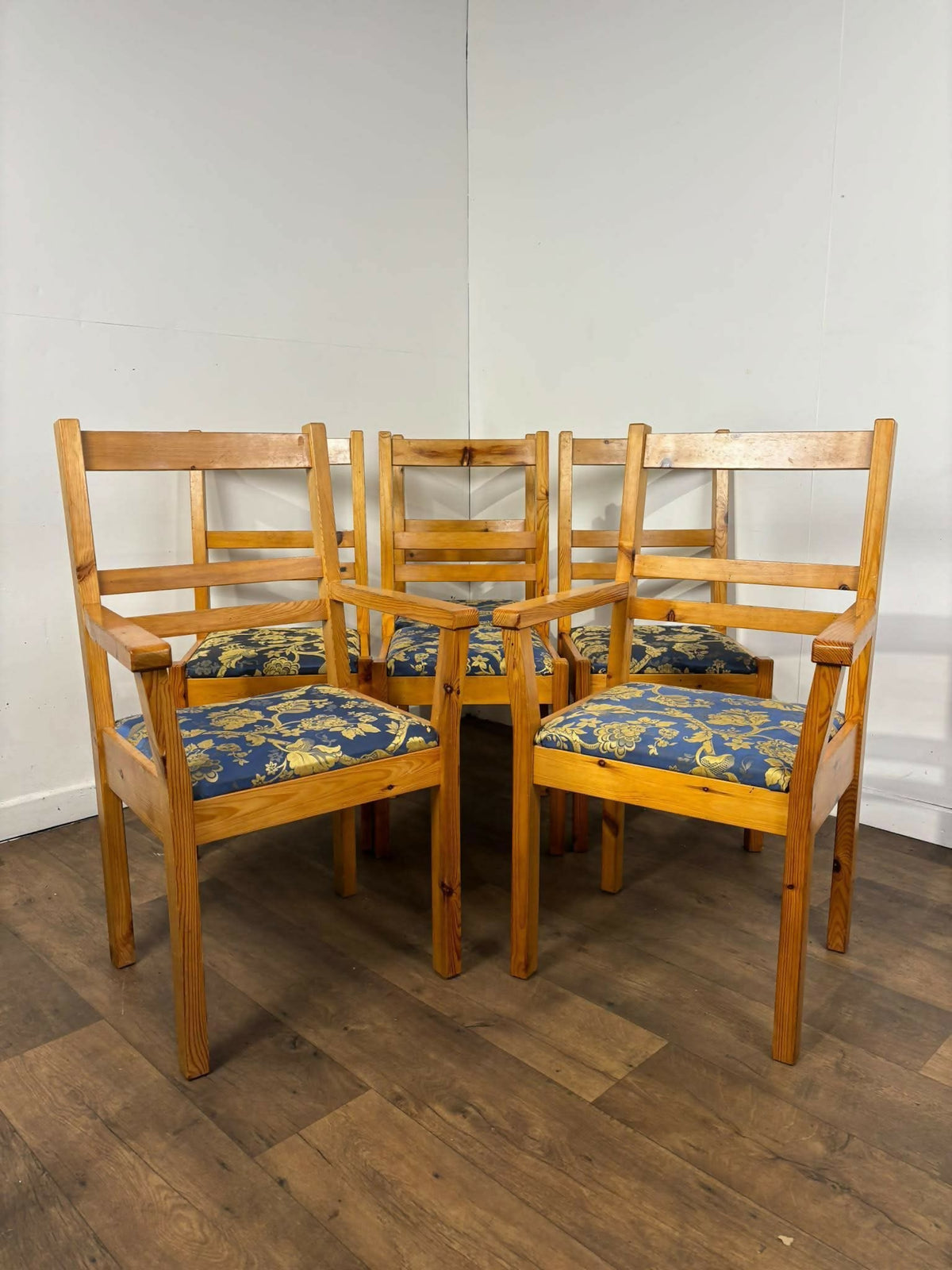Set Of Six Contemporary Pine Dining Chairs – Including Two Carvers