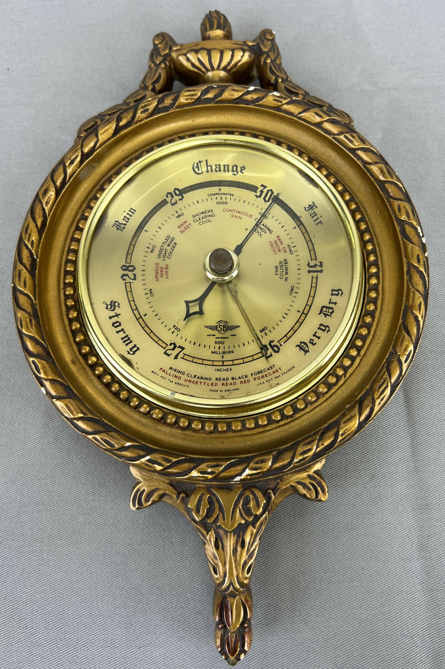 Barometer Vintage French Wall Weather Station Thermometer & Hygrometer LOT 6434