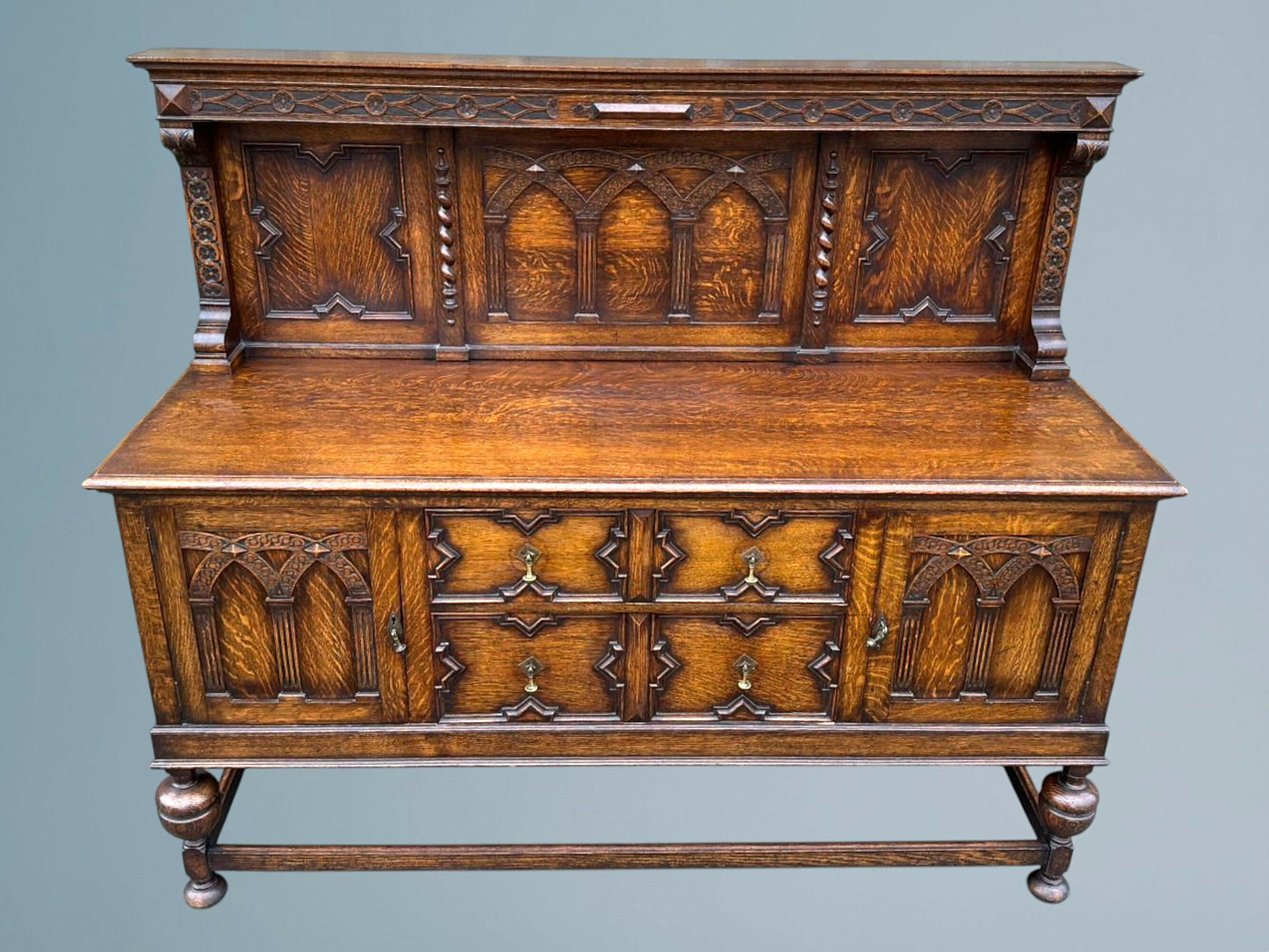 Carved Oak Jacobean Style Sideboard