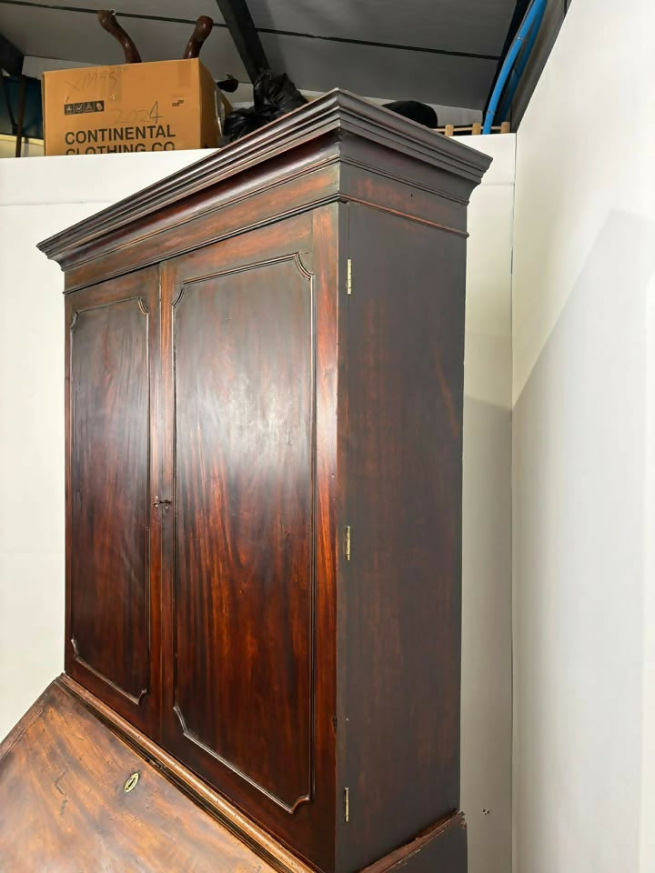 Georgian Mahogany Kneehole Bureau Bookcase
