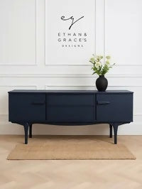 Dark Matt blue teak vintage sideboard