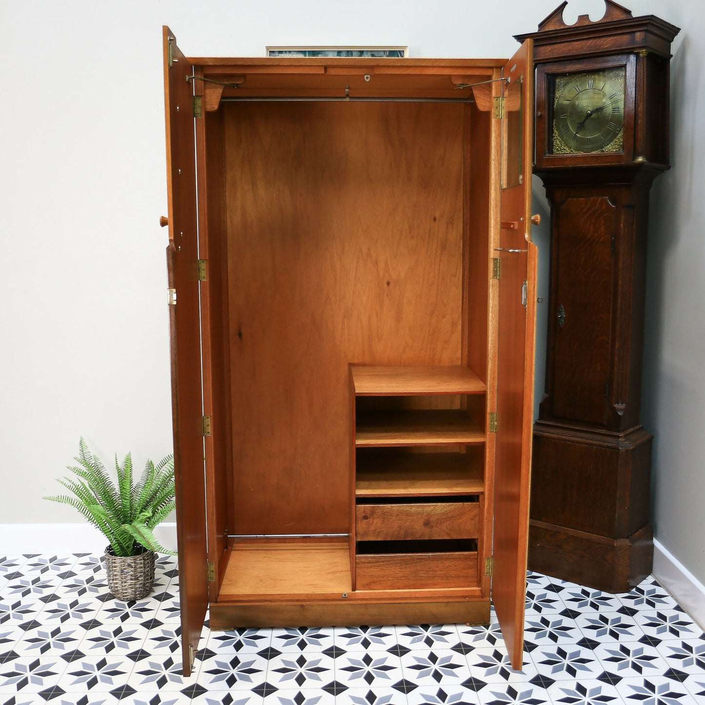 Uniflex Gents Double Fitted Wardrobe in Walnut Retro Mid Century