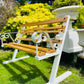 White Vintage Garden Bench Patio Seat in Oak Wrought Iron