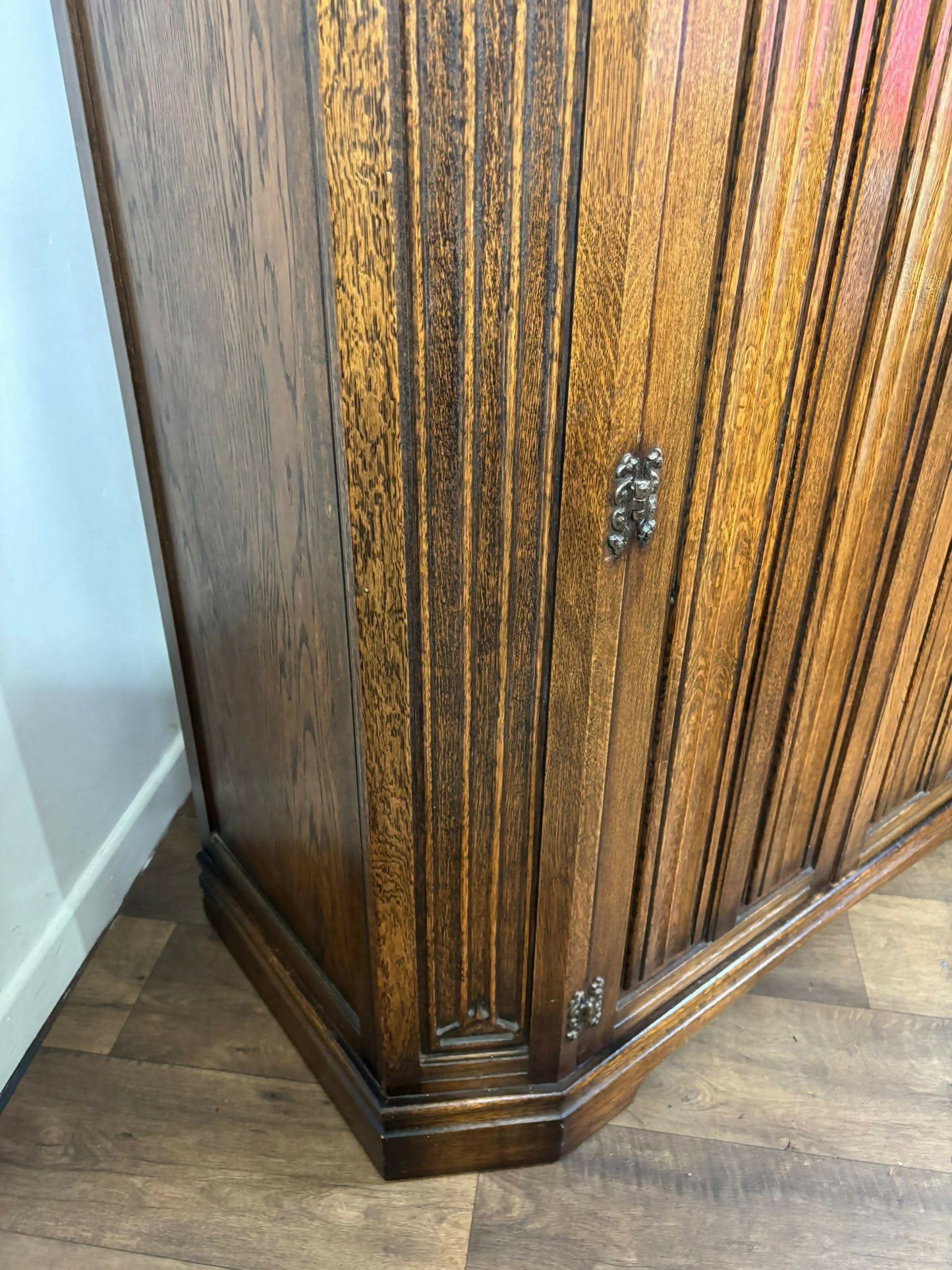 Vintage Oak Priory Style Double Wardrobe