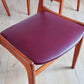 Mid century retro real leather Danish dining chairs set of 4