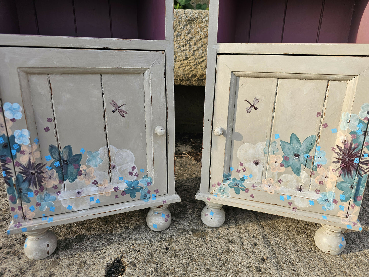 Hand Painted Pine Bedside Cabinets