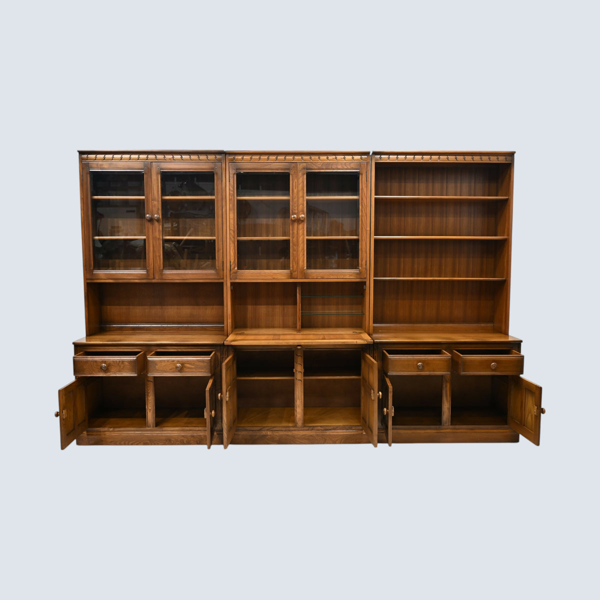 Ercol Mural Wall Unit Display Cabinet Golden Dawn Finish FREE UK Delivery*