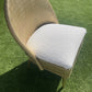 Gold wipe clean accent chair with luxurious white boucle fabric and some sneaky storage