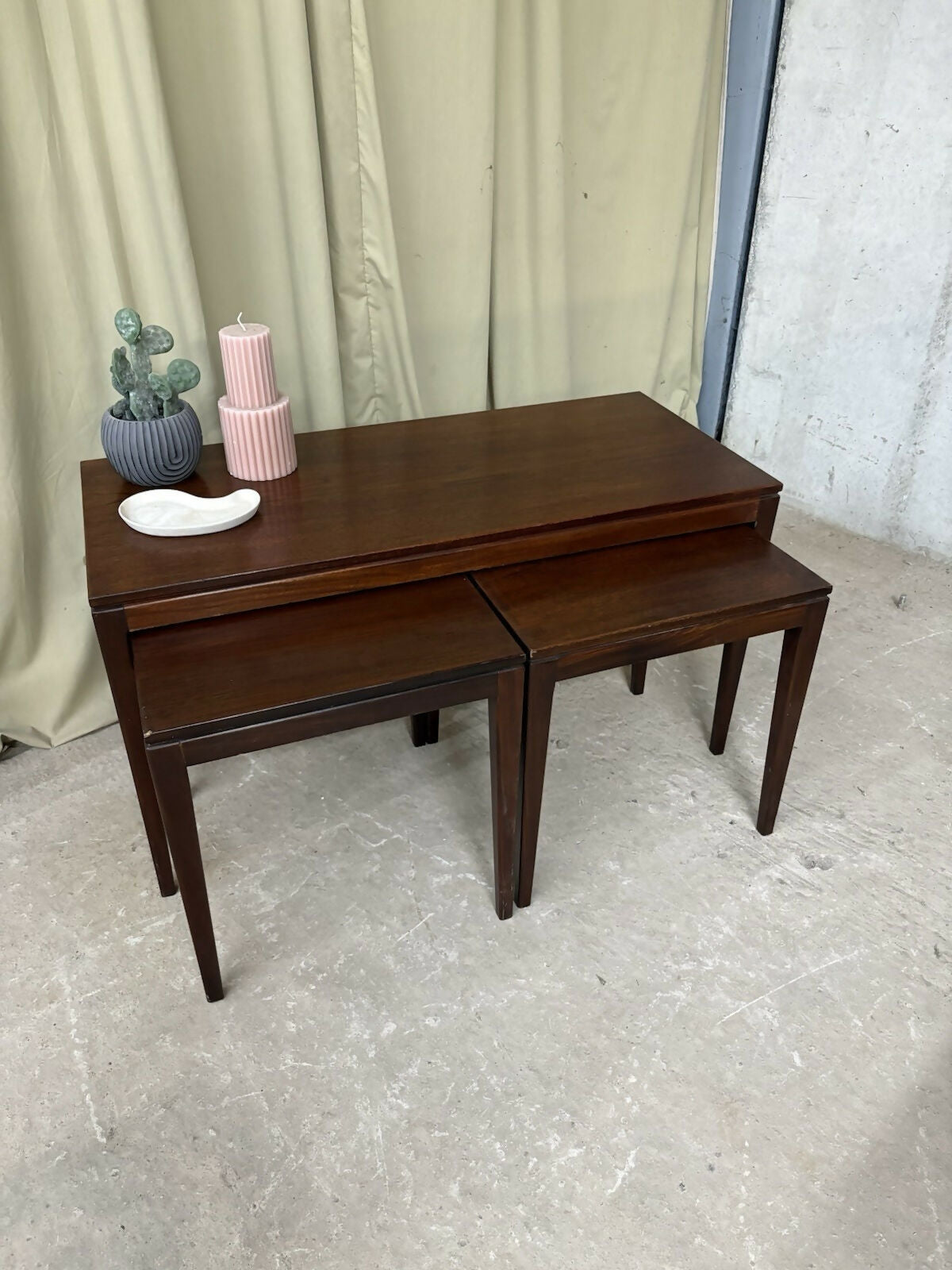 Vintage Mid Century Teak Nest Of Side Tables Scandi Danish Style Retro R1019
