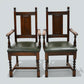 6 Oak Dining Chairs Old Charm Green Leather Seats Tudor Brown FREE UK Delivery