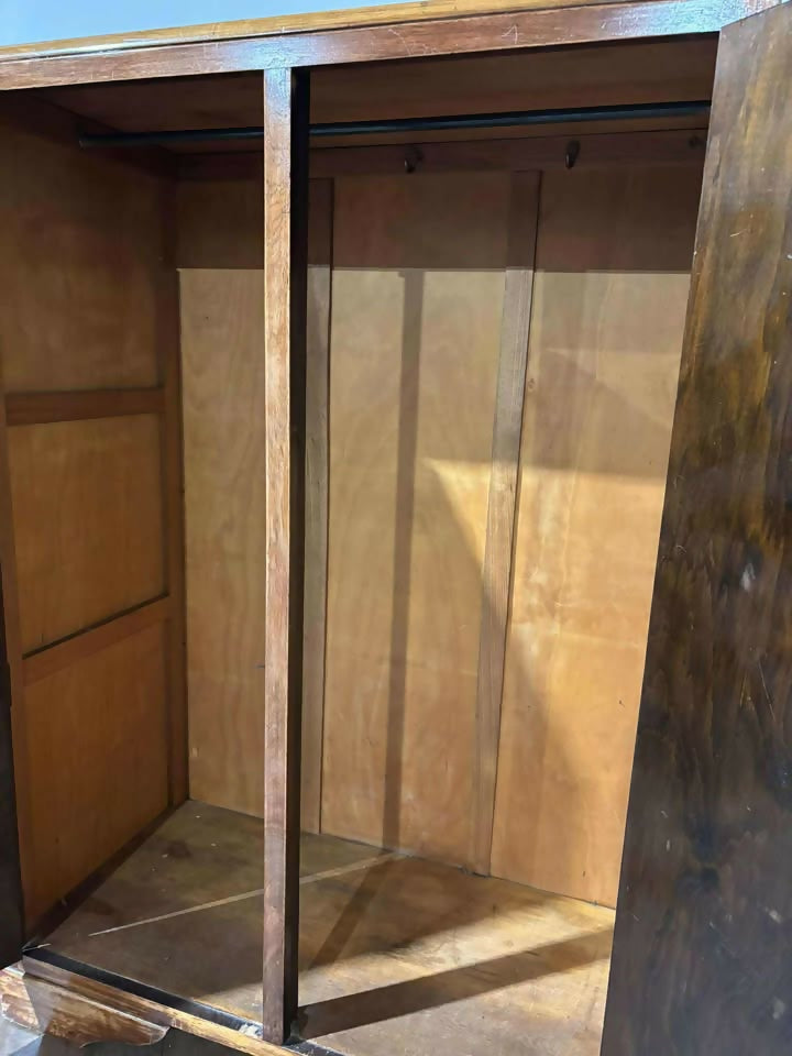 Vintage 1950's Walnut Two Door Wardrobe