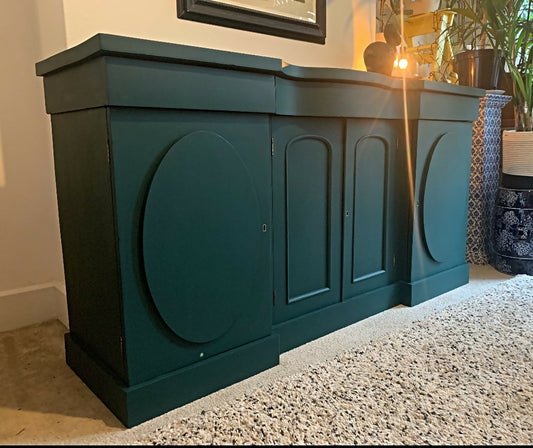 Newly refurbished antique sideboard buffet green Victorian Edwardian free delivery