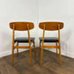 Pair of Mid Century Teak Chairs with Black Upholstery