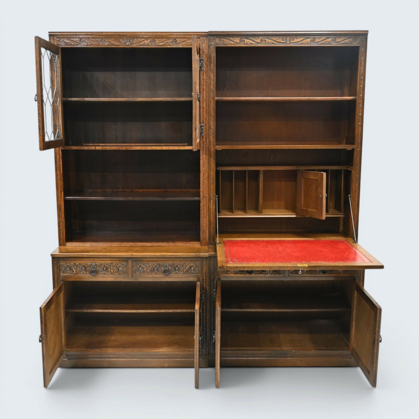 Old Charm Large Wall Unit Bureau Bookcase Storage Light Oak FREE UK Delivery*