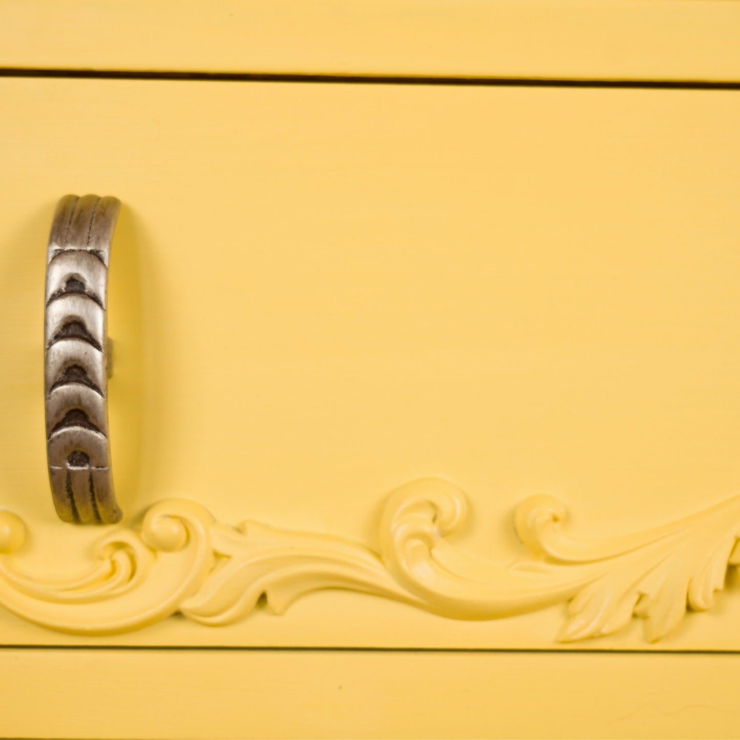 Vintage Yellow Chest of Drawers with Ornate Detailing