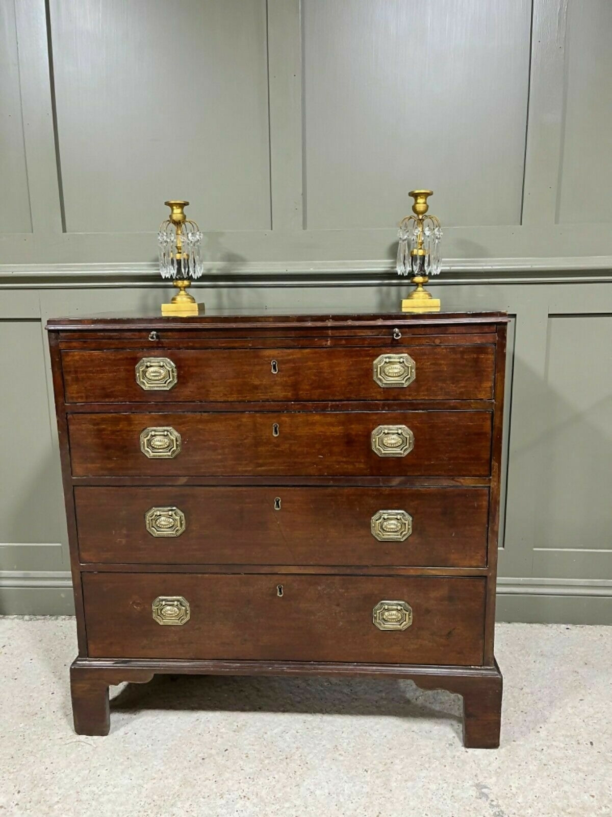 Vintage Georgian Chest Of Drawers Small Chest In Cuban Mahogany W Writing Slide