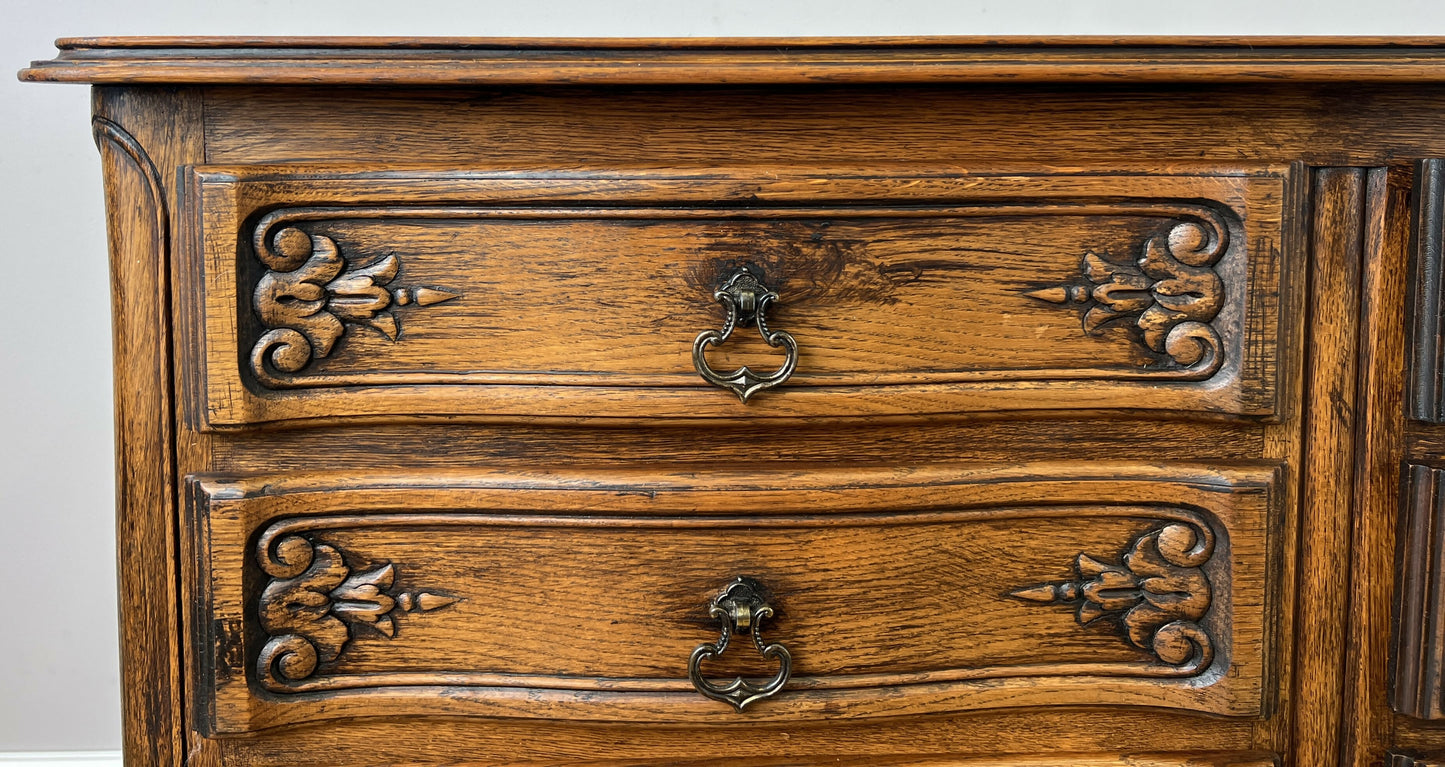 Chest of Drawers Vintage French Louis Oak 6 Drawers Carved Cabinet LOT 6263