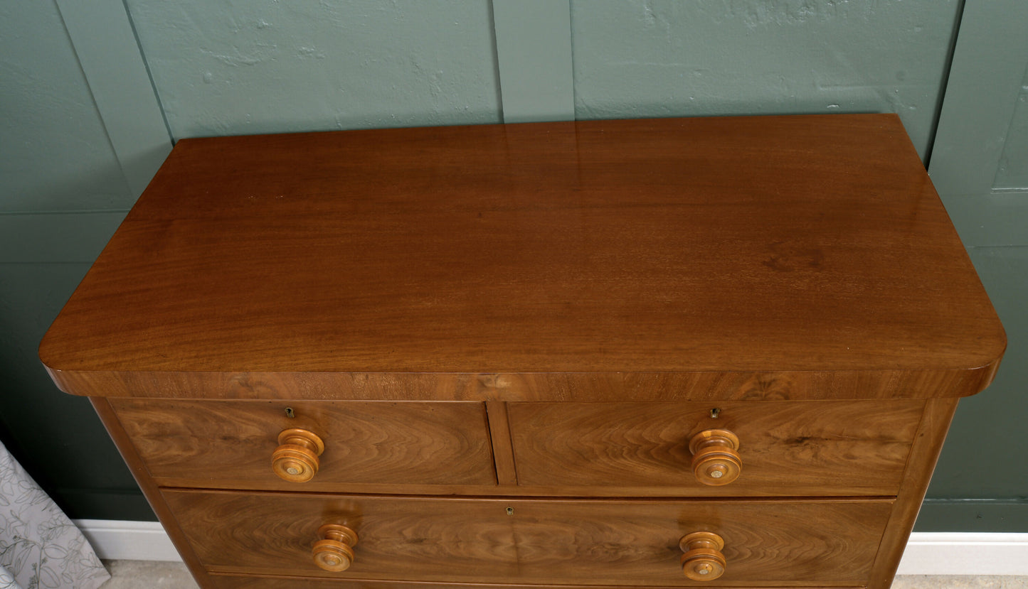 Large Victorian Mahogany Chest of Drawers- 2 Over 3 - SKU 201