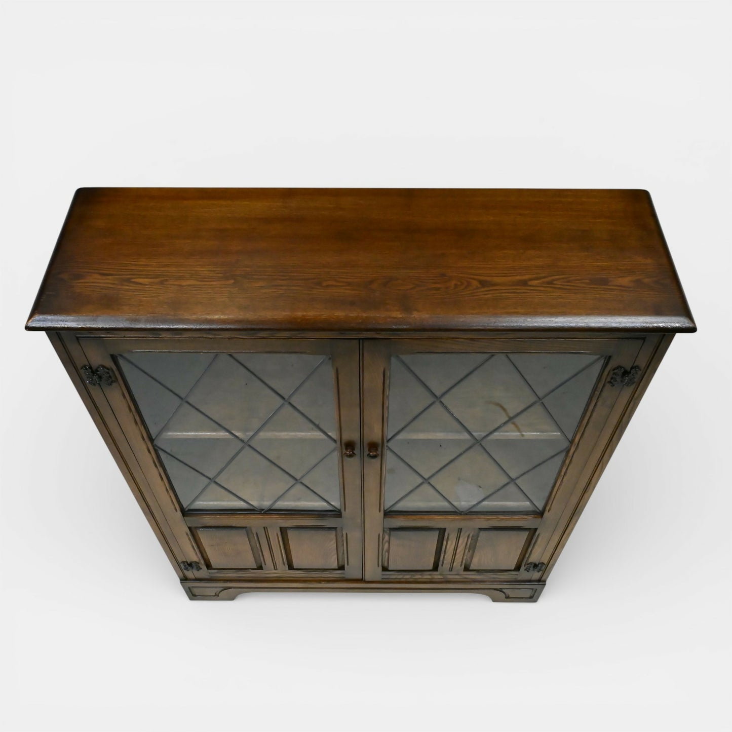 Vintage Display Bookcase With 2 Shelves Leaded Glass Doors FREE UK Delivery*. SBR11047/1410E