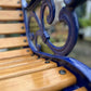Cast Iron and Oak Garden Bench finished in Cadburys Blue