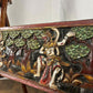 Large Hand Carved Wooden Panel Depicting Figures In A Forest