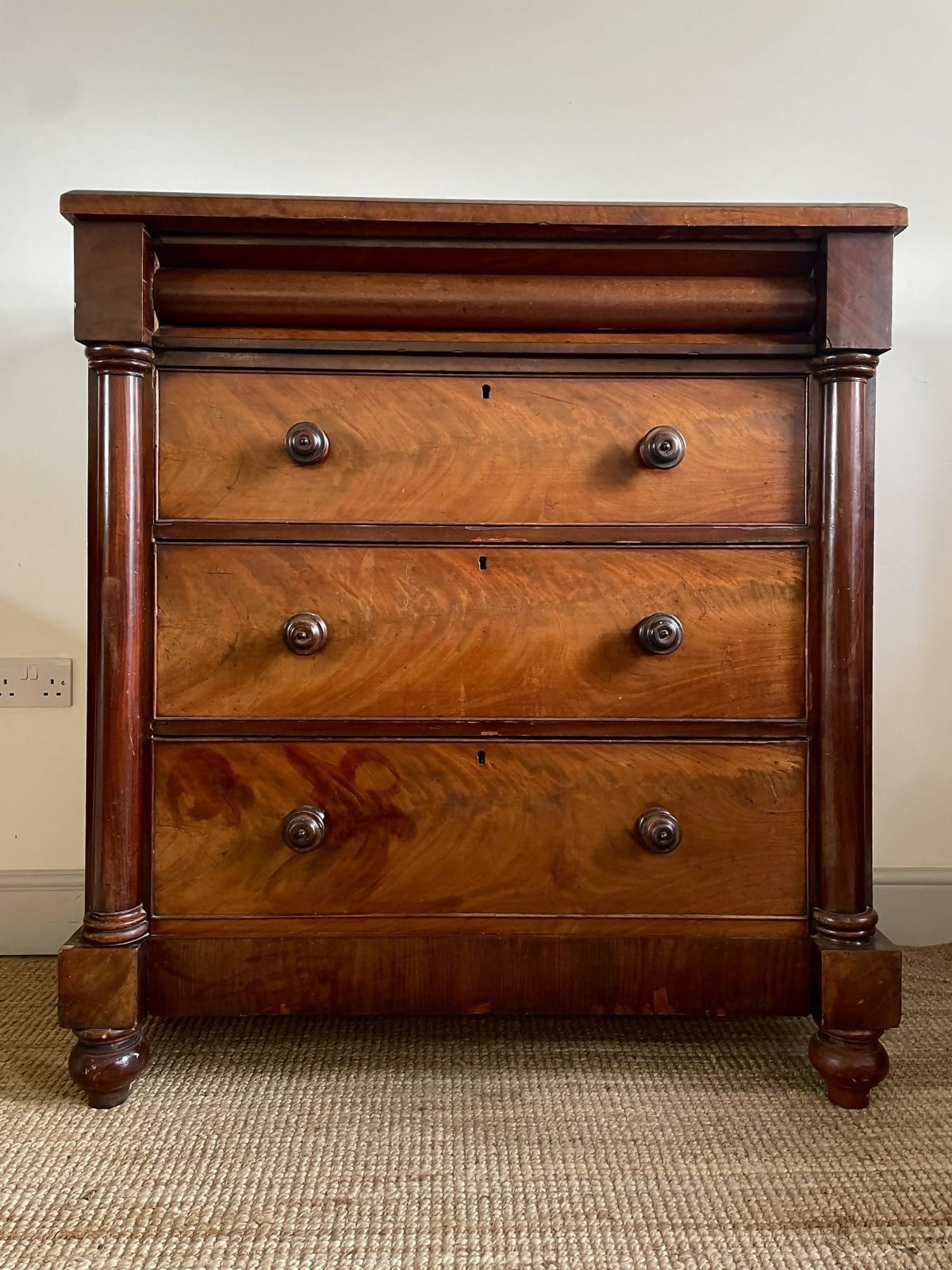Vintage Tallboy Mahogany Scotch Chest Of Drawers