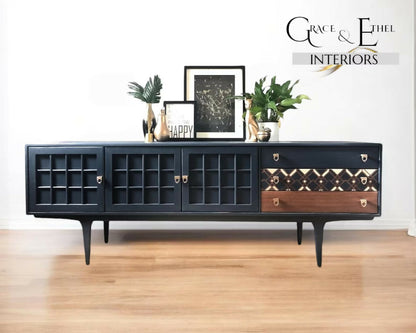 Mid century modern navy blue sideboard