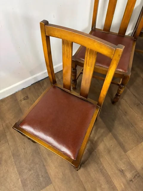 Vintage Set Of Six Oak Dining Chairs