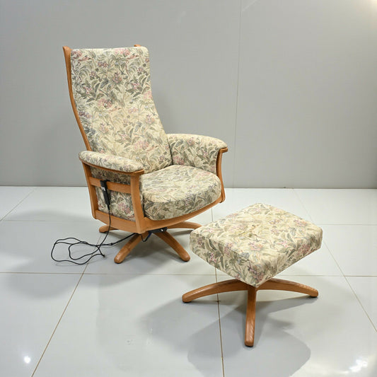 Ercol Electric Recliner Armchair And Foot Stool Light Finish FREE UK Delivery*