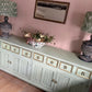 Sage Green Upcycled Sideboard, Gold Accents, Sustainable Decor
