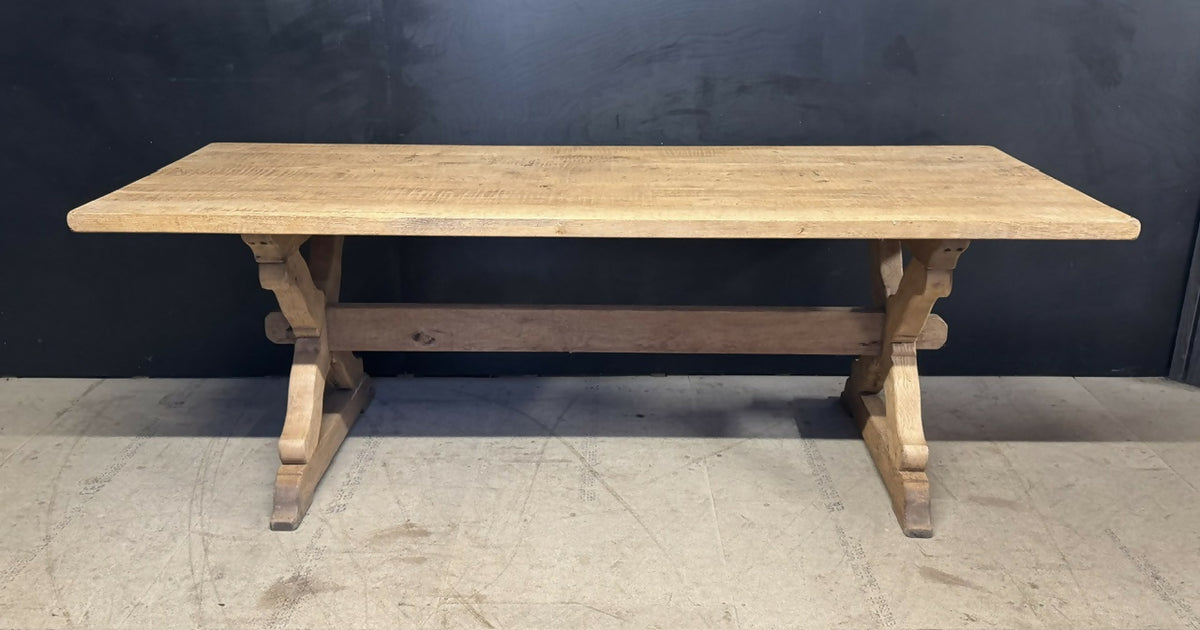 French Oak X Support Farmhouse Dining Table