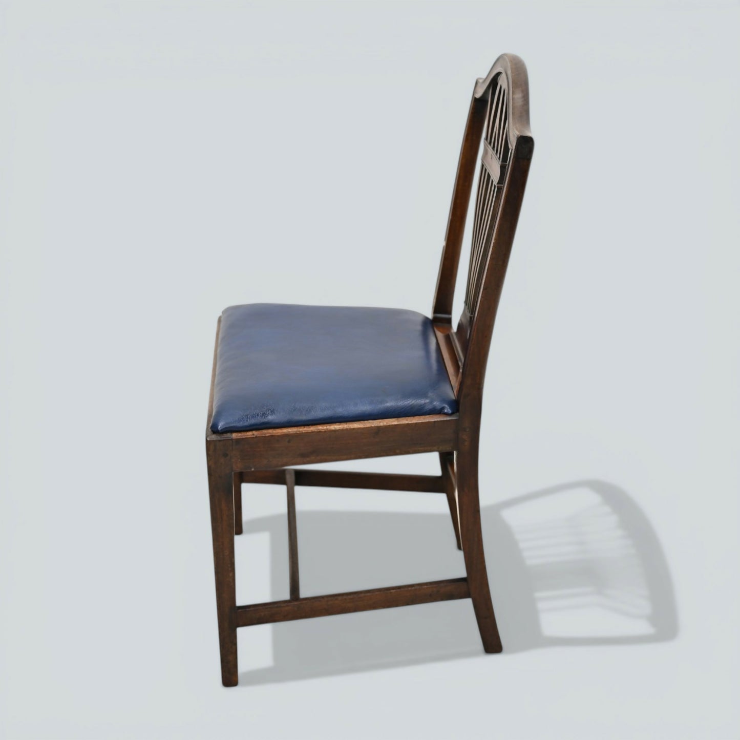 6 Georgian Mahogany Dining Chairs Blue Faux Leather Seats FREE UK Delivery