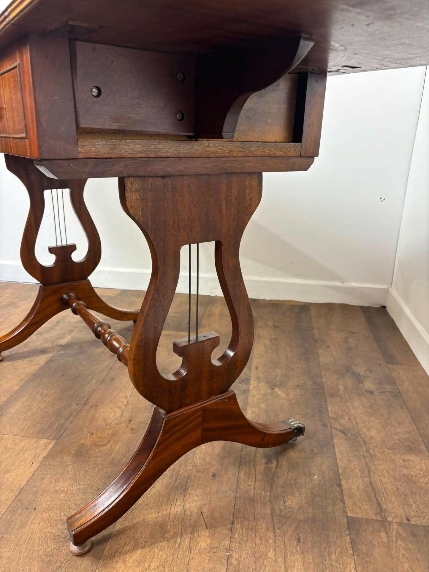 Reproduction Mahogany Drop Leaf Sofa Table with Drawers