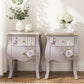 Hand-Painted Lavender Floral Bedside Tables | Vintage Upcycled Nightstands (Pair)