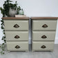 Pair of Vintage Wooden 3 Drawers Bedside Tables, in Sage Green