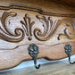 Coat Rack Vintage French Carved Oak Wall Mounted 5 Hooks Rack Hanger LOT 6367