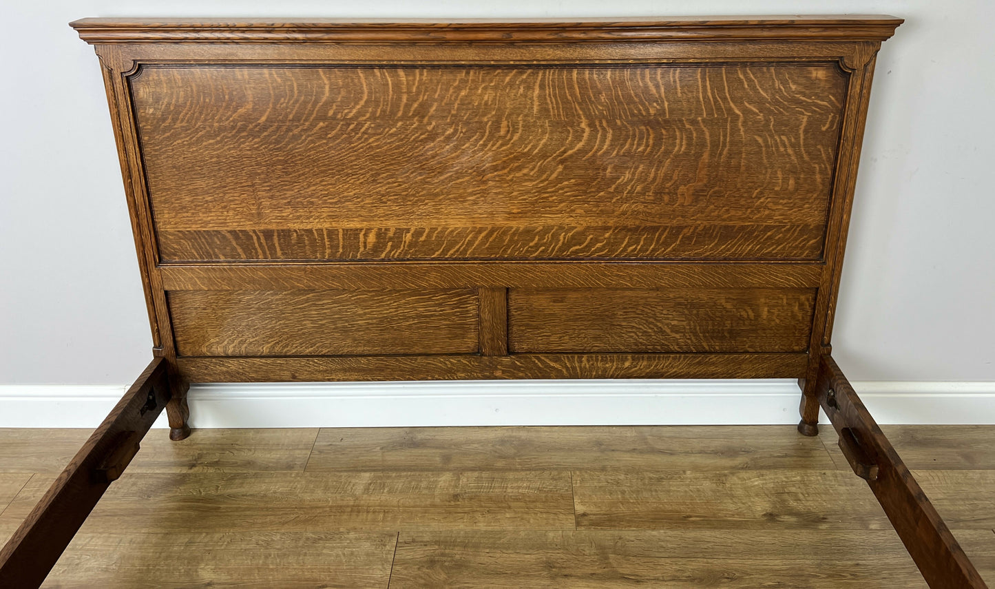 Bed Vintage French Louis XVI Oak King Size Bed Frame Carved Headboard LOT 6383
