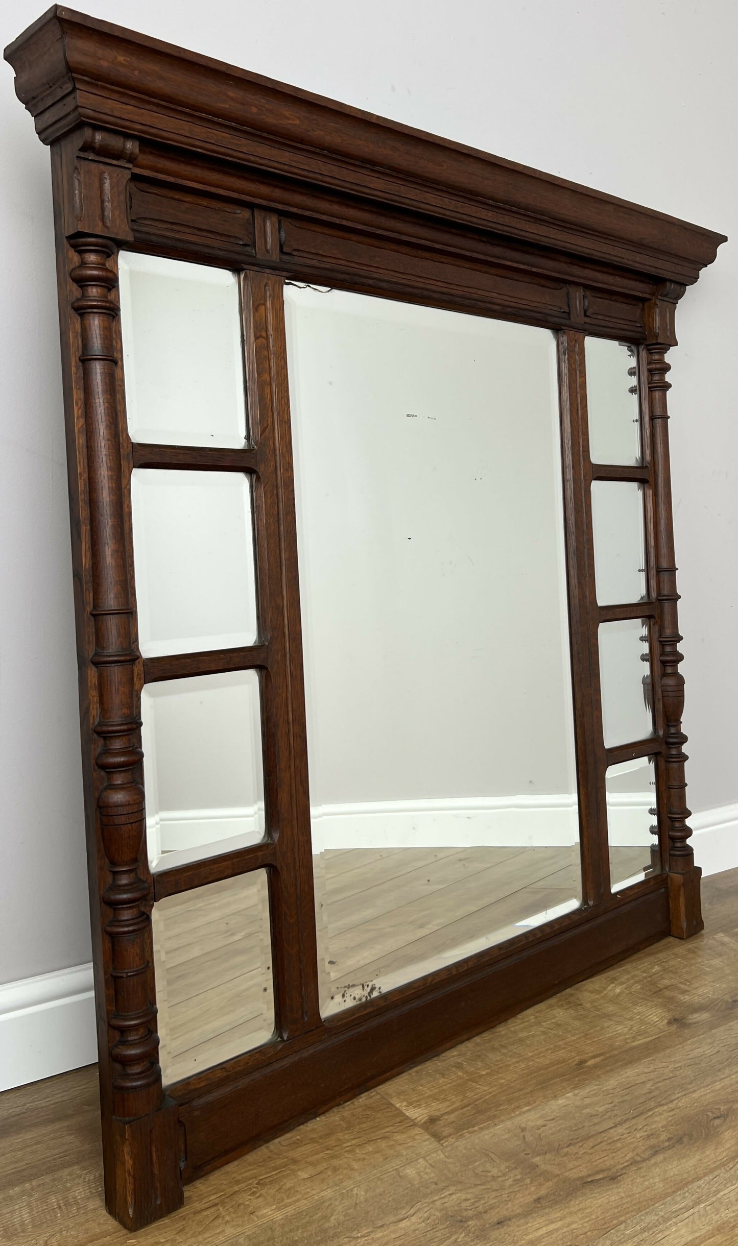 Mirror Antique French Oak Wall Mirror Bevelled Large Glass Wall Frame LOT 6370