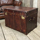 English Leather Coffee Table Storage Trunk