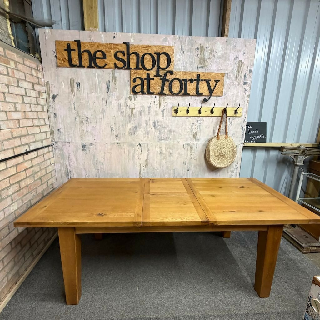 Large Extending Dining Table Oak Furniture Land Chunky Legs 7ft+ Seats 8