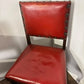 Vintage Set of Six Oak Framed Red Leather Dining Chairs