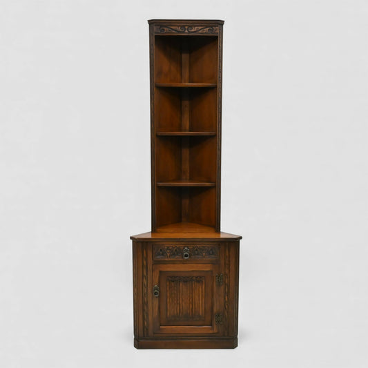 Old Charm Tall Corner Unit with Cupboard and Shelves Carvings FREE UK Delivery*. SBR10976/2509E