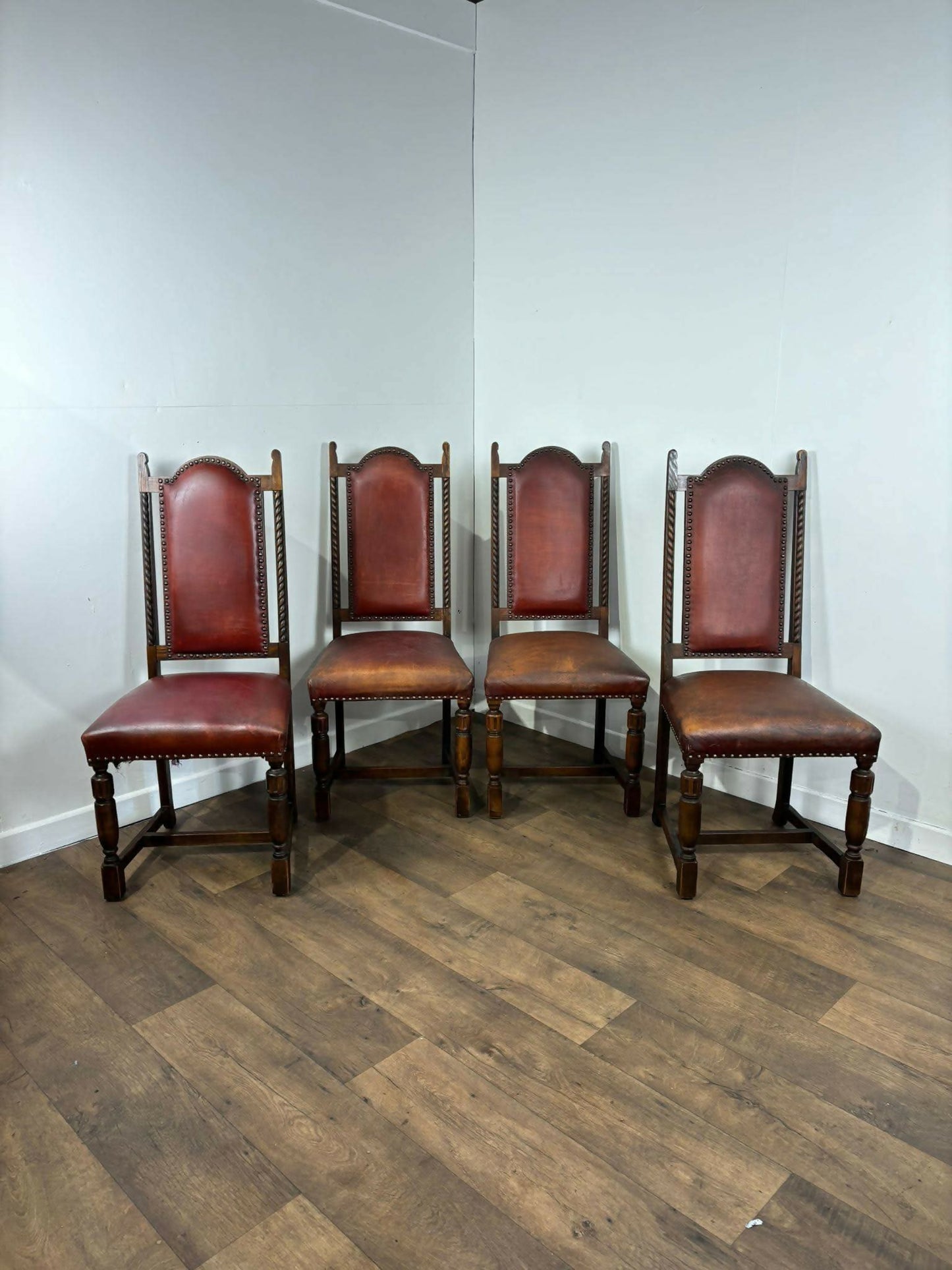 Vintage Set Of Four Oak Dining Chairs