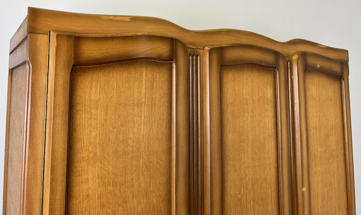 Wardrobe Vintage French Louis Oak Triple Door Carved Armoire Cabinet LOT 6534