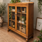 Solid Oak bookcase display cabinet slimline adjustable shelves