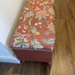 Mid century Ottoman living restored. Brick red chalk paint. Original gold trim. Matching new fabric