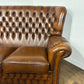 Vintage Brown Leather Button Back Chesterfield Two-Seater Settee