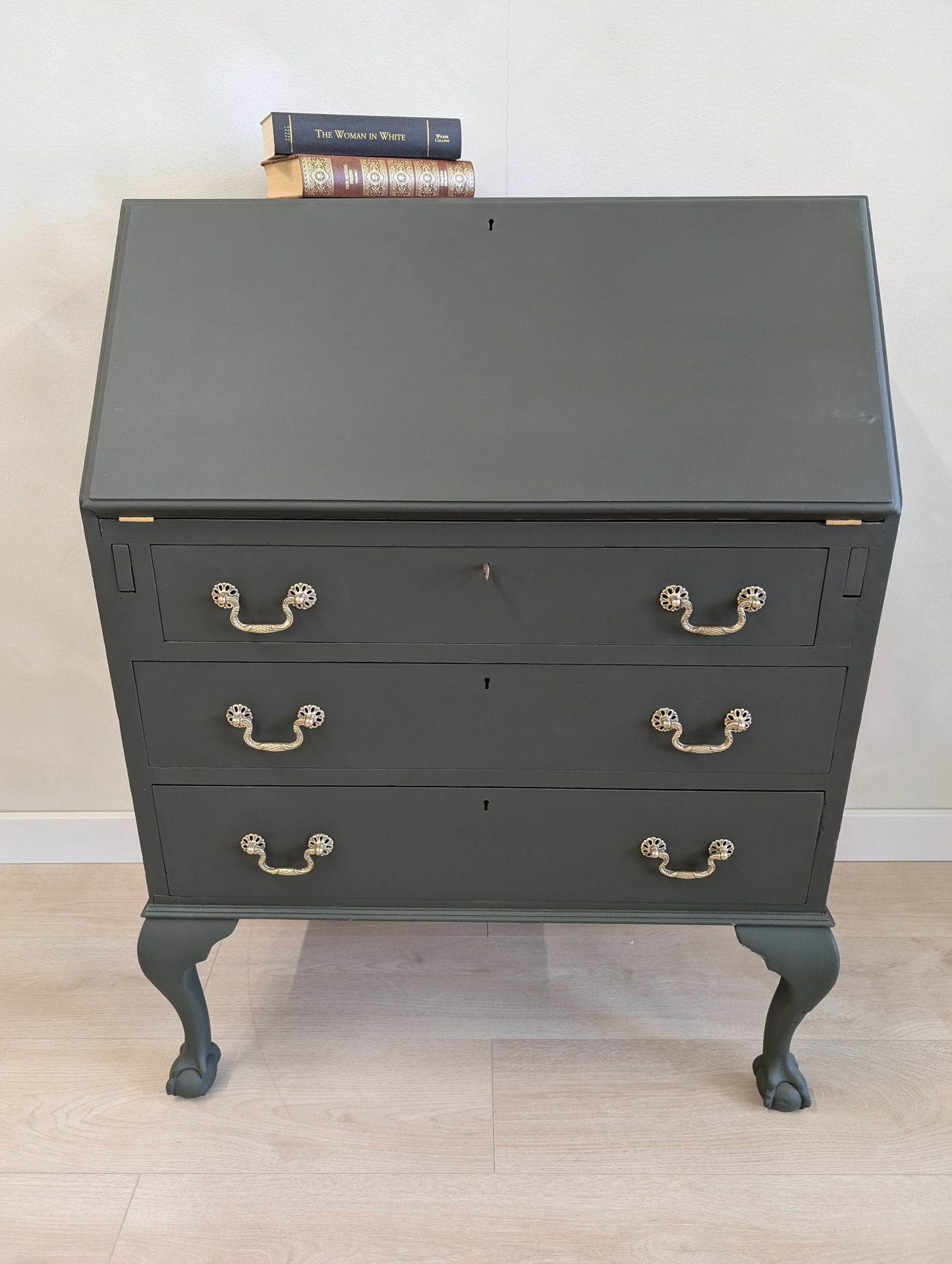 Vintage Writing Bureau in a Deep Earthy Green