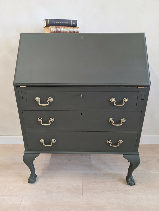 Vintage Writing Bureau in a Deep Earthy Green